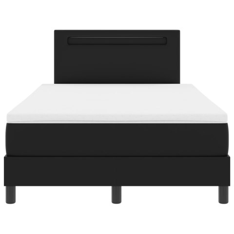 CZARNE ŁÓŻKO Z SPRĘŻYNAMI Z MATERACEM 120X200CM Z EKOSKÓRY