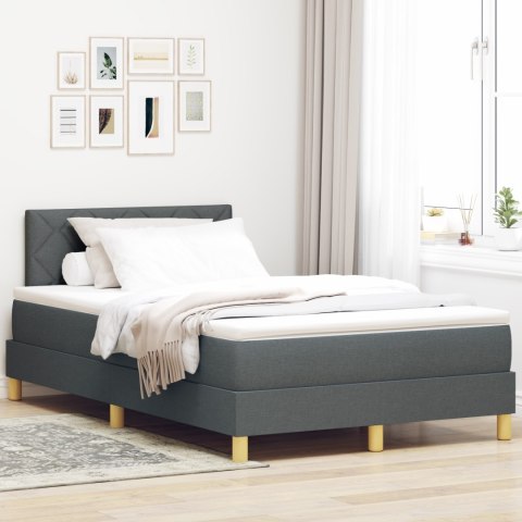 ŁÓŻKO BOX SPRING Z MATERACEM & LED CIEMNOSZARY 120X200CM TKANINA