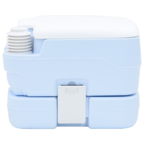 NIEBIESKA I BIAŁA PRZENOŚNA TOALETA Z PLASIKU 10 L