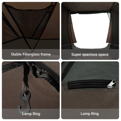 NAMIOT WĘDKARSKI BRĄZOWY POLIESTER NAMIOT DLA 7 OSÓB SKŁADANY