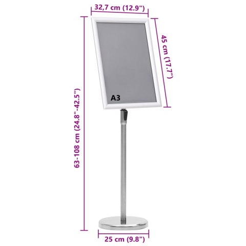 STOJAKI NA PLAKATY A3 2 SZTUKI SREBRNY ALUMINIUM