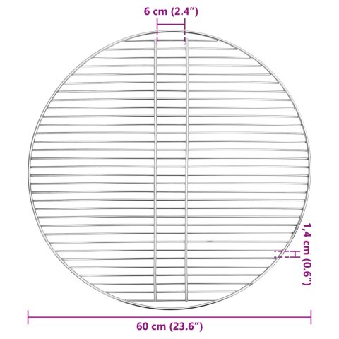 GRILL DO BBQ RUSZT SREBRNY Ø60CM STAL NIERDZEWNA