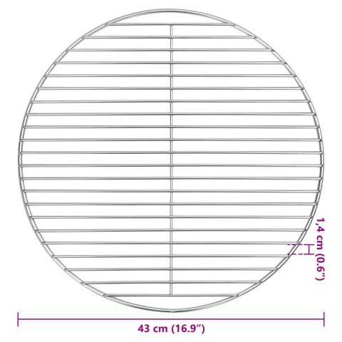 RUSZT DO GRILLA SREBRNY Ø43CM STAL NIERDZEWNA