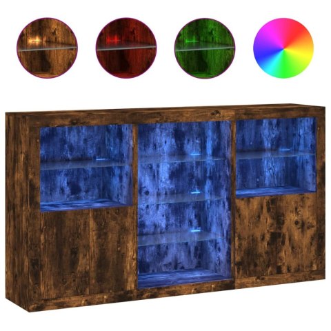 SZAFKA Z OŚWIETLENIEM LED PRZYDYMIONY DĄB 181,5X37X100CM