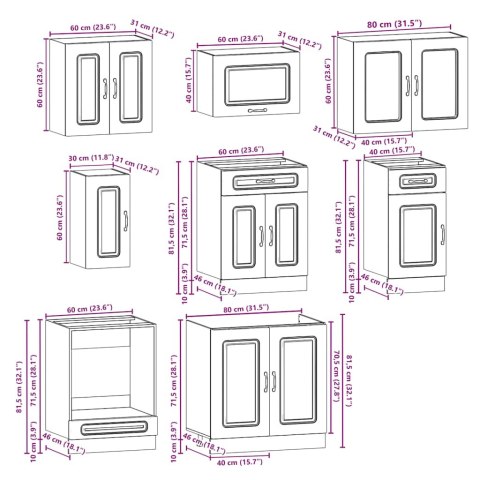 ZESTAW SZAFEK KUCHENNYCH KALMAR 8-CZĘŚCIOWY STARE DREWNO