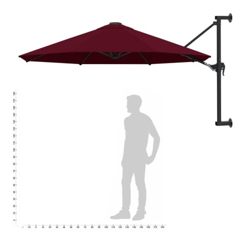 PARASOL ŚCIENNY NA METALOWYM SŁUPKU 300CM BURGUND