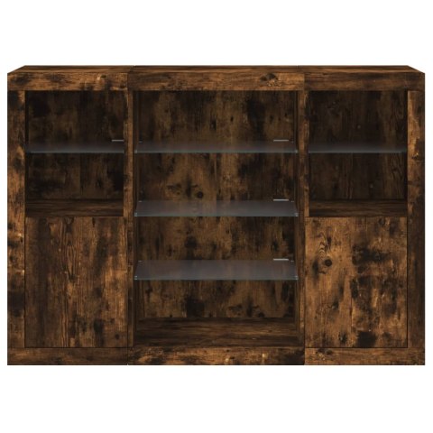 SZAFKI Z OŚWIETLENIEM LED 3 SZT. PRZYDYMIONY DĄB