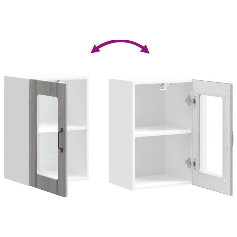 SZAFKA ŚCIENNA KUCHENNA ZE SZKLANYMI DRZWIAMI SZARA SONOMA