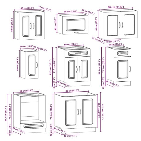 ZESTAW SZAFEK KUCHENNYCH KALMAR 8-CZĘŚCIOWY SZARY DĄB SONOMA