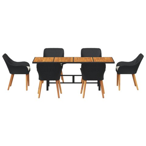 7-ELEMENTOWY ZESTAW JADALNY DO OGRODU Z CZARNEGO POLIRATTANU