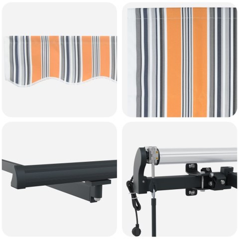 AUTOMATYCZNA CHOWANA MARKIZA W WIELOKOLOROWE PASKI 350X250 CM