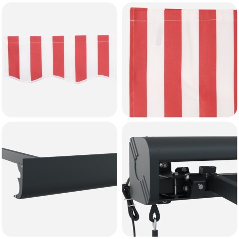 AUTOMATYCZNA CHOWANA MARKIZA W PASKI CZERWONO-BIAŁE 350X250 CM