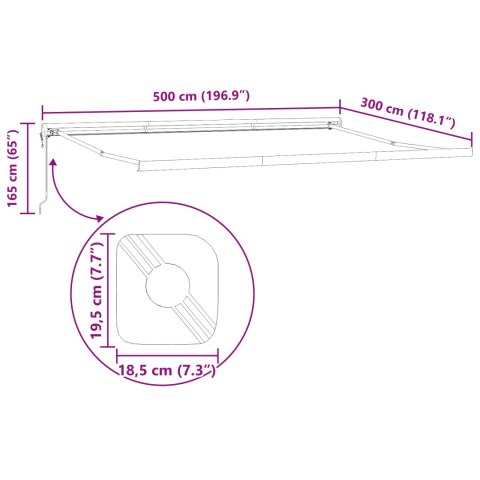 AUTOMATYCZNA CHOWANA MARKIZA W ŻÓŁTYM I POMARAŃCZOWYM KOLORZE 500X300 CM