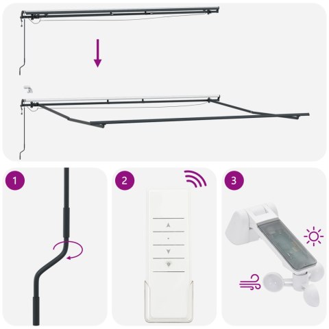 AUTOMATYCZNA CHOWANA MARKIZA Z LED W ŻÓŁTYM I POMARAŃCZOWYM 500X300CM