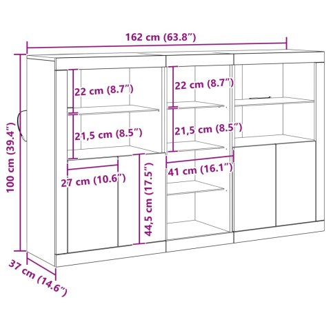 BUFET Z LAMPKAMI LED STARE DREWNO 162X37X100CM DREWNO INŻYNIERYJNE