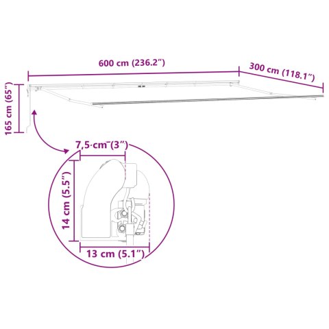 AUTOMATYCZNA CHOWANA MARKIZA POMARAŃCZOWO-BRĄZOWA 600X300CM