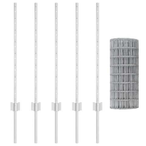 EURO PŁOT Z 5 SŁUPKAMI SREBRNY 0,8X10M STAL