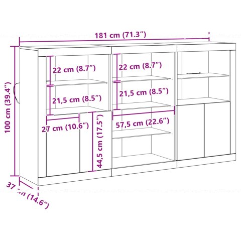 KOMODA Z LED STARE DREWNO 181.5X37X100CM