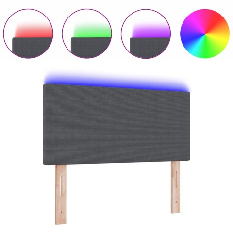 LED WEZGŁOWIE PROSTY DESIGN CIEMNOSZARY 90CM Z TKANINY CORDUROY