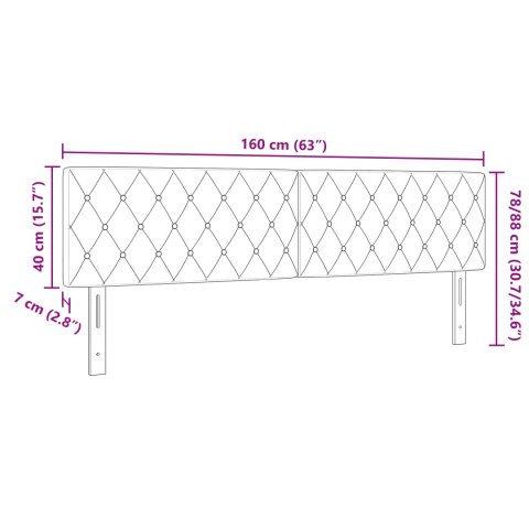LED WEZGŁOWIE Z KRYSZTAŁOWYMI GUZIKAMI CIEMNOSZARE 80CM WELUR
