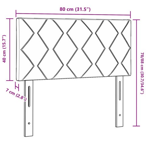 ŁÓŻKO LED WZÓR DIAMENTOWYCH BLOKÓW SZARE 80CM AKSAMIT