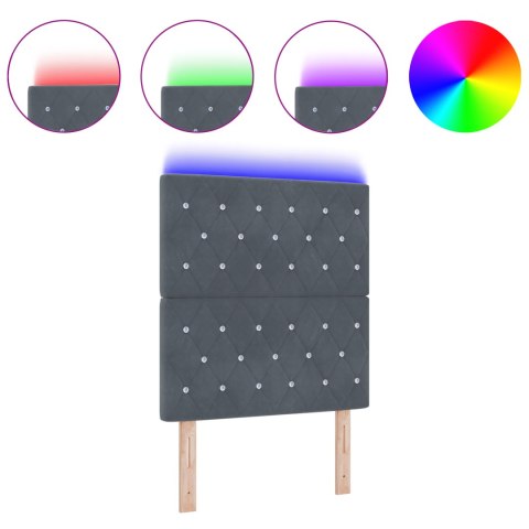 CIEMNOSZARY ZAGŁÓWEK LED 80CM WELUR