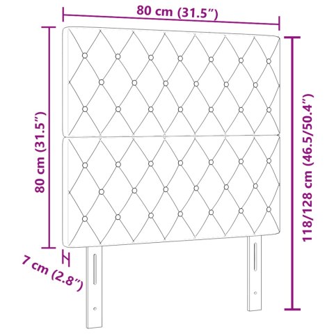 CIEMNOSZARY ZAGŁÓWEK LED 80CM WELUR
