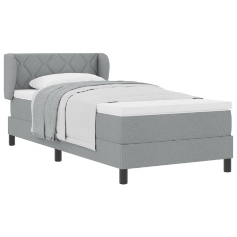BOX SPRING ŁÓŻKO Z MATERACEM JASNOSZARY 90X190CM TKANINA