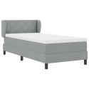 BOX SPRING ŁÓŻKO Z MATERACEM JASNOSZARY 90X190CM TKANINA