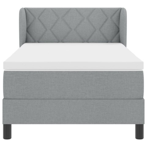 BOX SPRING ŁÓŻKO Z MATERACEM JASNOSZARY 90X190CM TKANINA