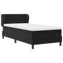 CZARNE ŁÓŻKO BOX SPRING Z MATERACEM 90X200CM AKSAMITNE