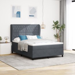 ŁOŻE BOX SPRING Z MATERACEM CIEMNOSZARY 140X190CM AKSAMIT