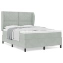 ŁÓŻKO Z MATERACEM W JASNOSZARYM KOLORZE 140X200CM Z AKSAMITU