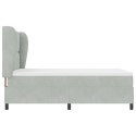 ŁÓŻKO Z MATERACEM W JASNOSZARYM KOLORZE 140X200CM Z AKSAMITU