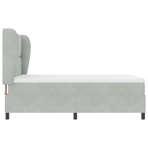 ŁÓŻKO Z MATERACEM W JASNOSZARYM KOLORZE 140X200CM Z AKSAMITU