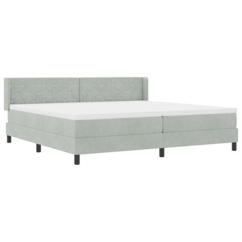 BOX SPRING BED Z MATERACEM JASNOSZARY 200X200CM AKSAMIT