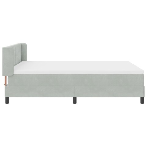 ŁÓŻKO BOX SPRING Z MATERACEM JASNOSZARE 140X200CM AKSAMIT