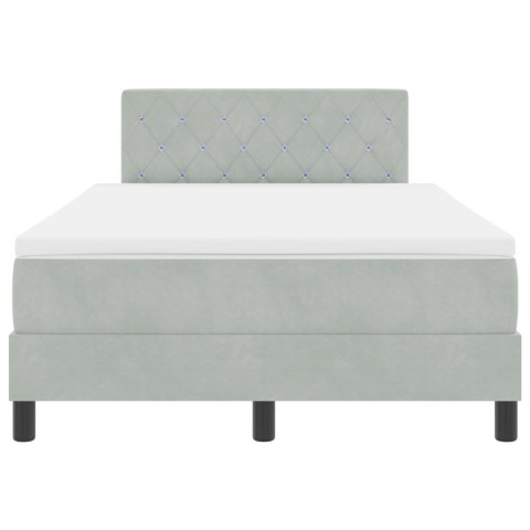 ŁÓŻKO BOX SPRING Z MATERACEM I LED SZARY 120X200CM AKSAMIT