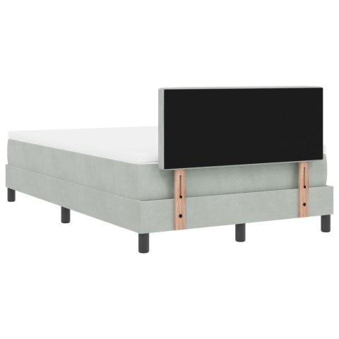 ŁÓŻKO BOX SPRING Z MATERACEM I LED SZARY 120X200CM AKSAMIT