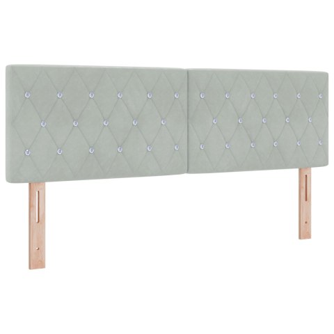 BOXSPRING ŁÓŻKO Z MATERACEM I LED JASNOSZARY 140X190CM AKSAMIT