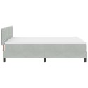 BOXSPRING ŁÓŻKO Z MATERACEM I LED JASNOSZARY 140X190CM AKSAMIT