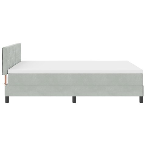 BOXSPRING ŁÓŻKO Z MATERACEM I LED JASNOSZARY 140X190CM AKSAMIT