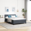 BOX SPRING ŁÓŻKO Z MATERACEM I LED SZARE 160X200CM AKSAMITNE