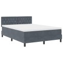 BOX SPRING ŁÓŻKO Z MATERACEM I LED SZARE 160X200CM AKSAMITNE
