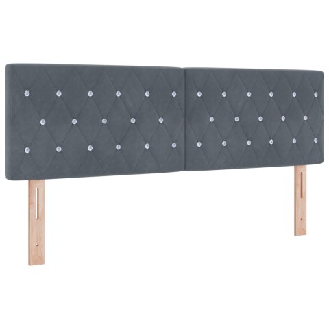 BOX SPRING ŁÓŻKO Z MATERACEM I LED SZARE 160X200CM AKSAMITNE
