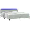 ŁÓŻKO BOX SPRING Z MATERACEM I LED JASNOSZARY 200X200CM AKSAMIT
