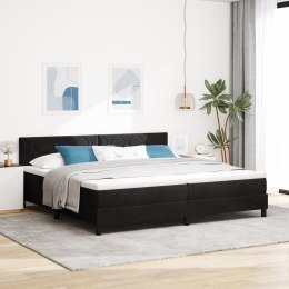BOX SPRING ŁÓŻKO Z MATERACEM I LED CZARNY 200X200CM AKSAMIT