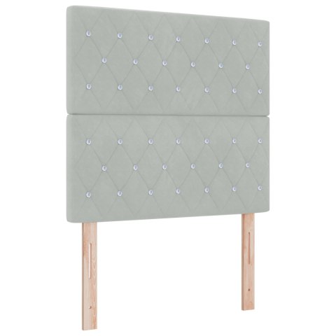 ŁÓŻKO BOKSOWE Z MATERACEM I OŚWIETLENIEM LED SZARE 100X200CM AKSAMIT