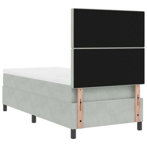 ŁÓŻKO BOKSOWE Z MATERACEM I OŚWIETLENIEM LED SZARE 100X200CM AKSAMIT