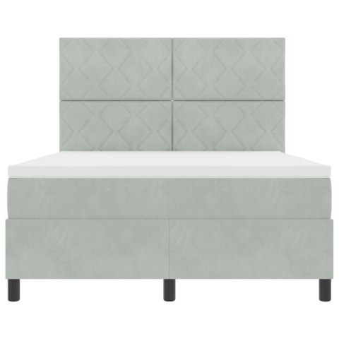 ŁÓŻKO KONTYNENTALNE Z MATERACEM I PODŚWIETLENIEM SZARY 140X200CM AKSAMIT